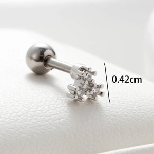 1 Piece Simple Series Titanium Steel Silver Color Zircon Women's Stud Earrings h5 